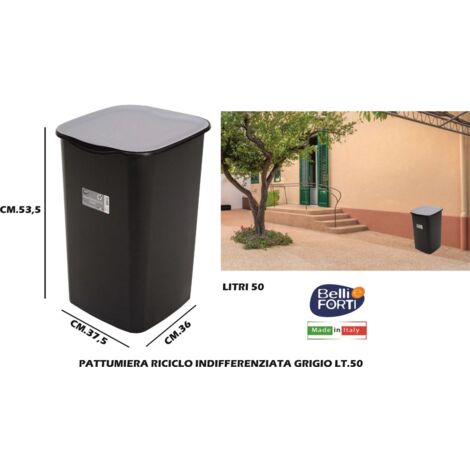 Belli e forti Pattumiera per Riciclo indifferenziata, Nero-Grigio, 50 L