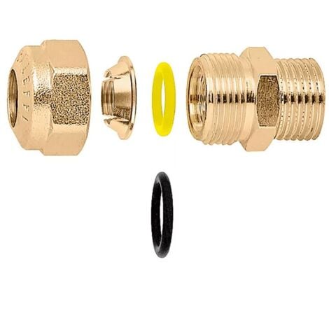 Raccordo maschio. Attacco G 1/2" A (ISO 228-1) M ingresso - ø 10 uscita. Per tubi in rame ricotto, rame crudo, ottone, acciaio dolce e acciaio inox. Con doppio O-Ring. 904410