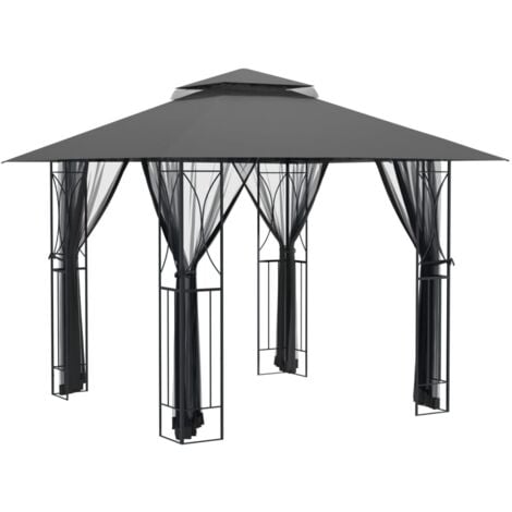 vidaXL Gazebo con Pareti Laterali Antracite 300x300x270 cm Acciaio