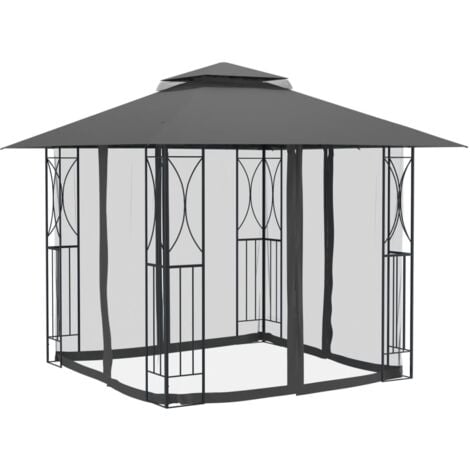 vidaXL Gazebo con Pareti Laterali Antracite 300x300x270 cm Acciaio