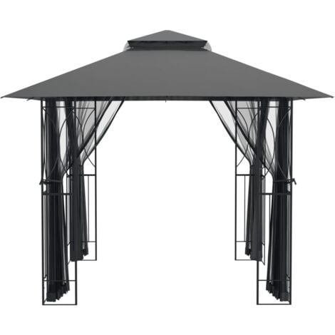 vidaXL Gazebo con Pareti Laterali Antracite 300x300x270 cm Acciaio