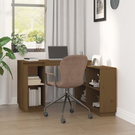 vidaXL Scrivania ambra 110x50x75 cm in Legno Massello di Pino