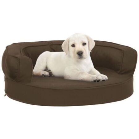 vidaXL Materasso Ergonomico per Cani 60x42 cm Effetto Lino Marrone
