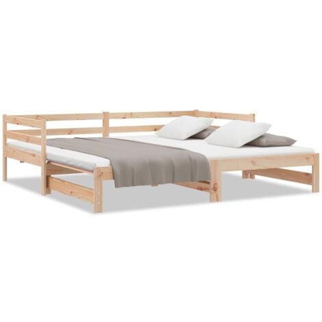 vidaXL Divano Letto Estraibile in Legno Massello di Pino 2x(90x200) cm