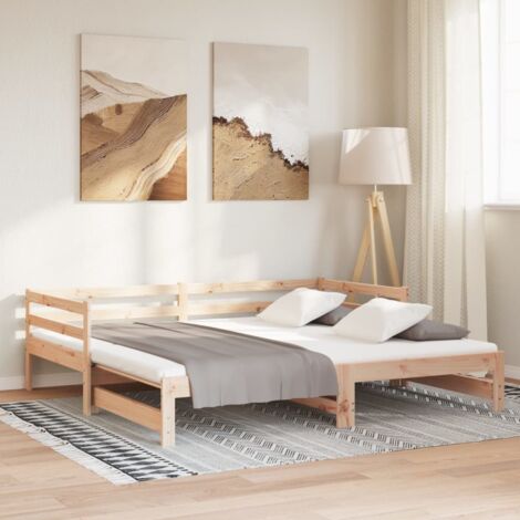 vidaXL Divano Letto Estraibile in Legno Massello di Pino 2x(90x200) cm