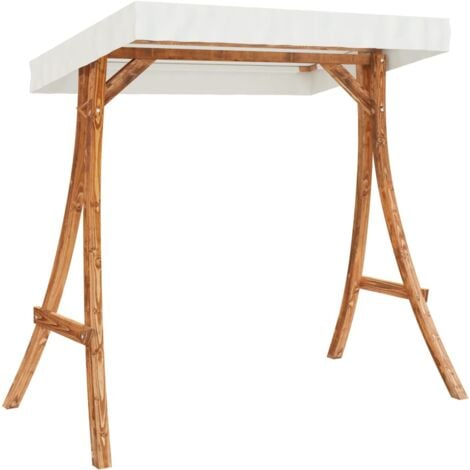 vidaXL Altalena con Tetto Crema Legno Massello Ricurvo Finitura in Teak