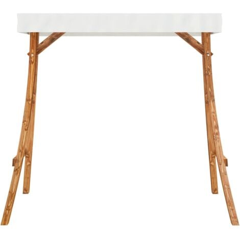 vidaXL Altalena con Tetto Crema Legno Massello Ricurvo Finitura in Teak