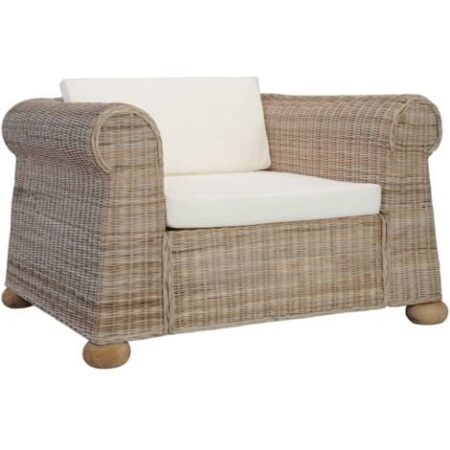 vidaXL Poltrona con Cuscini in Rattan Naturale