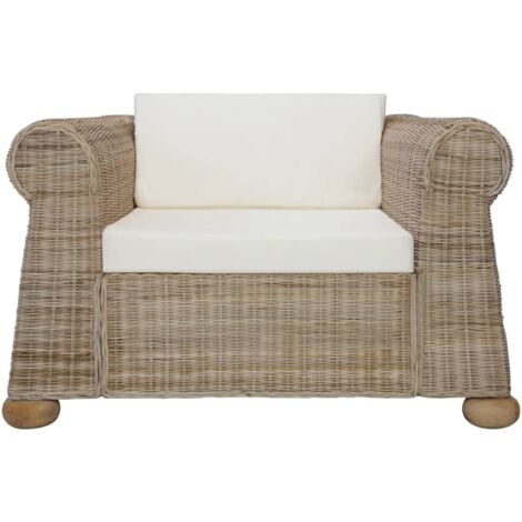 vidaXL Poltrona con Cuscini in Rattan Naturale
