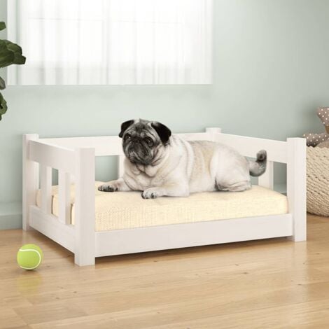 vidaXL Cuccia per Cani Bianca 65,5x50,5x28 cm Legno Massello di Pino