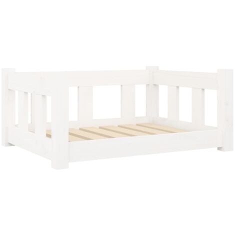 vidaXL Cuccia per Cani Bianca 65,5x50,5x28 cm Legno Massello di Pino