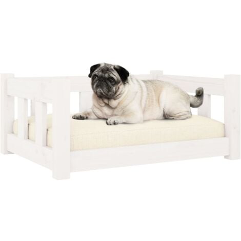 vidaXL Cuccia per Cani Bianca 65,5x50,5x28 cm Legno Massello di Pino