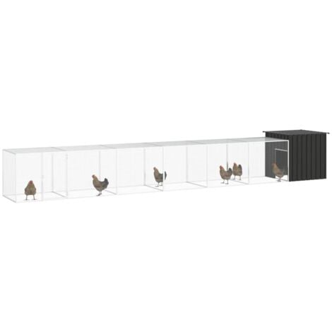vidaXL Gabbia per Polli Antracite 700x91x100 cm Acciaio Zincato