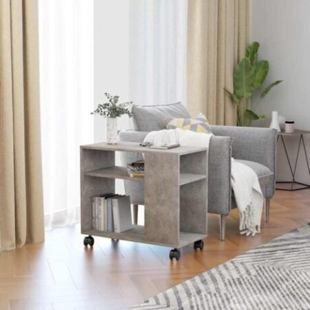 vidaXL Tavolino Grigio Cemento 70x35x55 cm in Legno Multistrato