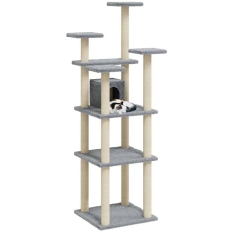 vidaXL Albero per Gatti con Tiragraffi in Sisal Grigio Chiaro 171 cm
