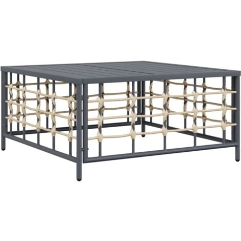 vidaXL Tavolo da Giardino Antracite 70x70x34 cm in Polyrattan