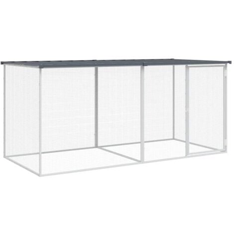 vidaXL Gabbia Polli con Tetto Antracite 203x98x90 cm Acciaio Zincato