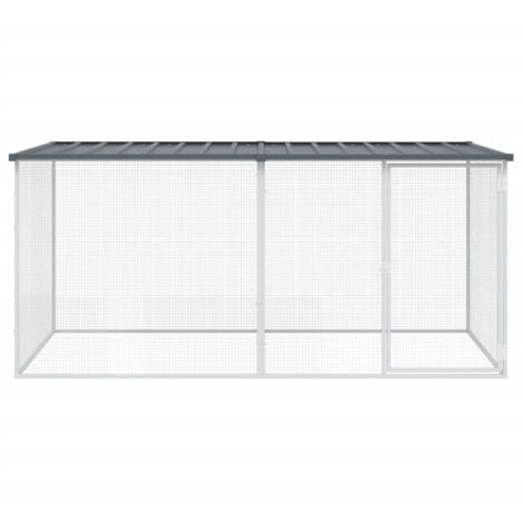vidaXL Gabbia Polli con Tetto Antracite 203x98x90 cm Acciaio Zincato