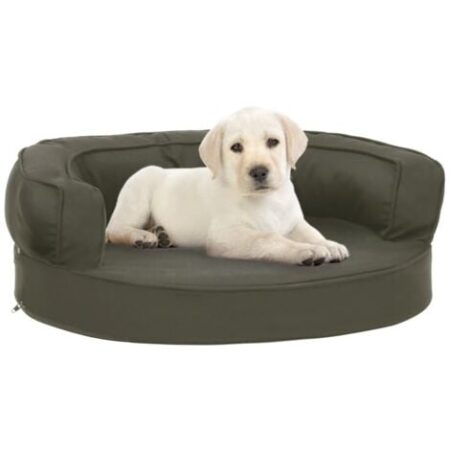 vidaXL Materasso Ergonomico per Cani 60x42cm Effetto Lino Grigio Scuro