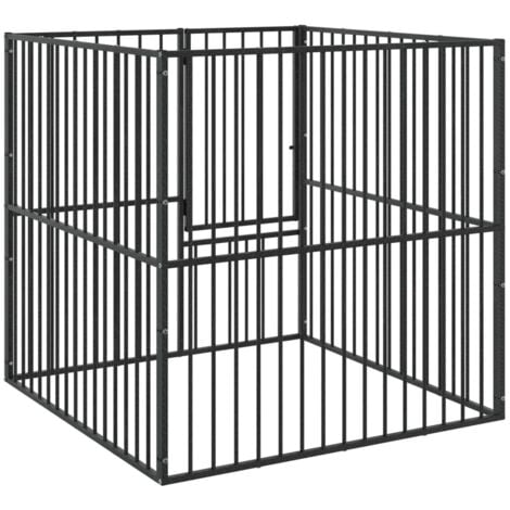 vidaXL Box per Cani 4 Pannelli Nero Acciaio Zincato