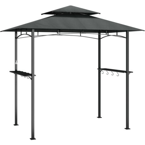 vidaXL Gazebo Barbecue Ripiani Laterali Antracite 240x150x243 Acciaio
