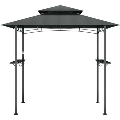 vidaXL Gazebo Barbecue Ripiani Laterali Antracite 240x150x243 Acciaio