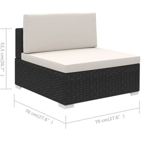 vidaXL Set Divani da Giardino 6 pz con Cuscini in Polyrattan Nero