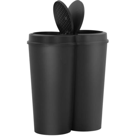 vidaXL Pattumiera Doppia Nera 50L