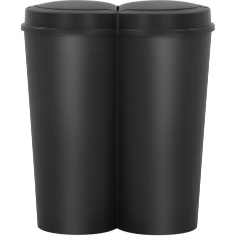 vidaXL Pattumiera Doppia Nera 50L