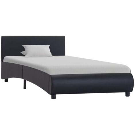 vidaXL Giroletto con LED senza Materasso Nero in Similpelle 90x200 cm