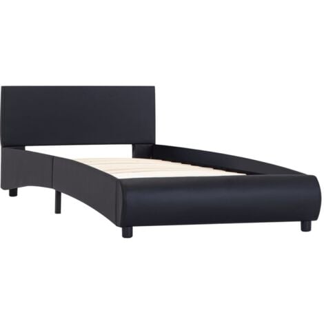 vidaXL Giroletto con LED senza Materasso Nero in Similpelle 90x200 cm