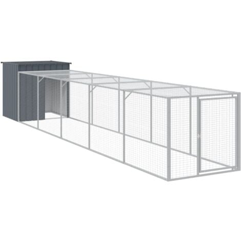 vidaXL Pollaio con Area Corsa Antracite 110x609x110 cm Acciaio Zincato
