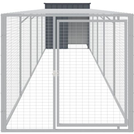 vidaXL Pollaio con Area Corsa Antracite 110x609x110 cm Acciaio Zincato