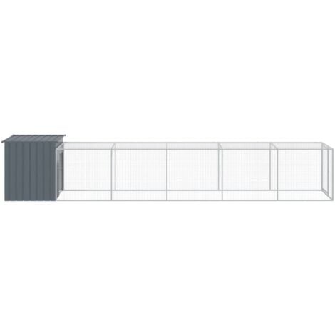 vidaXL Pollaio con Area Corsa Antracite 110x609x110 cm Acciaio Zincato