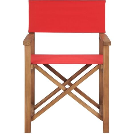 vidaXL Sedia da Regista in Legno Massello di Teak Rosso