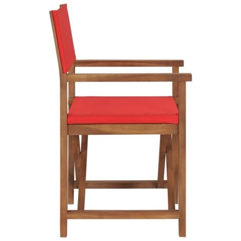 vidaXL Sedia da Regista in Legno Massello di Teak Rosso
