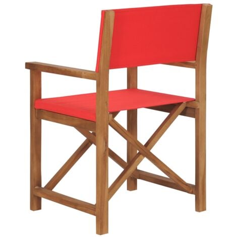 vidaXL Sedia da Regista in Legno Massello di Teak Rosso