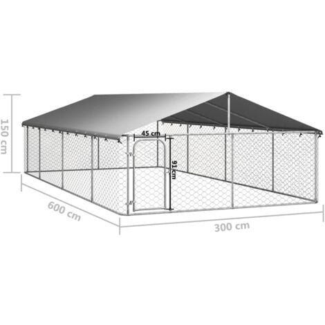 vidaXL Gabbia per Cani da Esterno con Tetto 600x300x150 cm