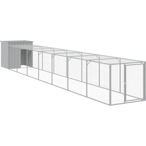 vidaXL Pollaio Area Corsa Grigio Chiaro 110x813x110 cm Acciaio Zincato