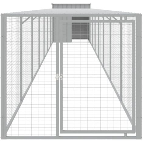 vidaXL Pollaio Area Corsa Grigio Chiaro 110x813x110 cm Acciaio Zincato