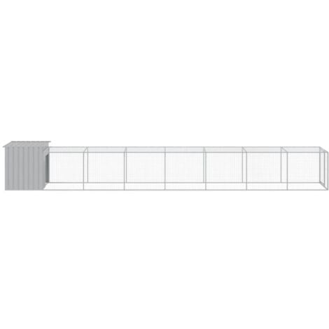vidaXL Pollaio Area Corsa Grigio Chiaro 110x813x110 cm Acciaio Zincato