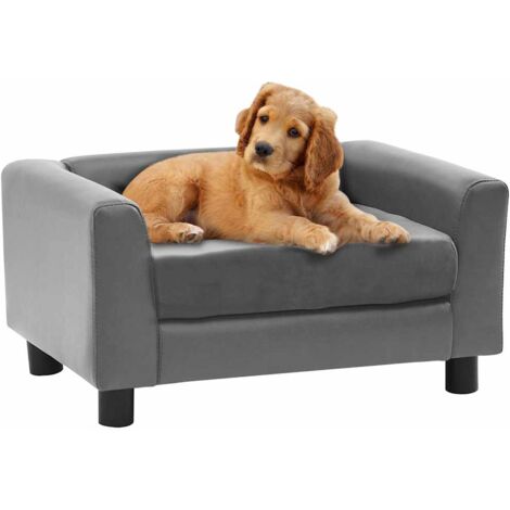vidaXL Divano per Cani Grigio 60x43x30 cm in Peluche e Similpelle