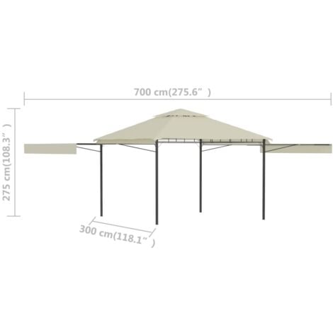 vidaXL Gazebo con Tetto Doppio Estendibile 3x3x2,75 m Crema 180 g/m²