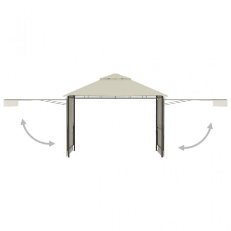 vidaXL Gazebo con Tetto Doppio Estendibile 3x3x2,75 m Crema 180 g/m²