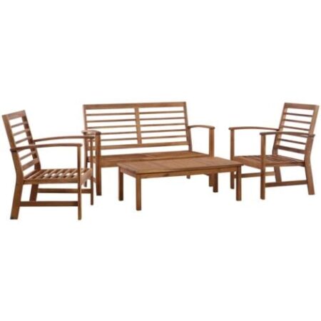 vidaXL Set Divani da Giardino 4 pz in Legno Massello di Acacia