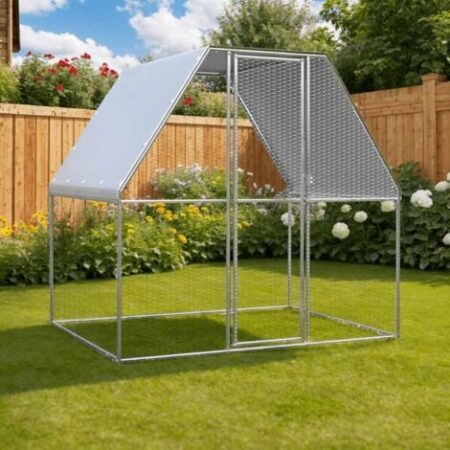 vidaXL Gabbia per Polli Argento e Grigio 2x2x2 m in Acciaio Zincato