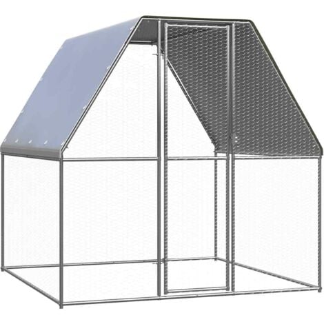vidaXL Gabbia per Polli Argento e Grigio 2x2x2 m in Acciaio Zincato