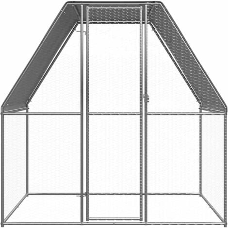 vidaXL Gabbia per Polli Argento e Grigio 2x2x2 m in Acciaio Zincato
