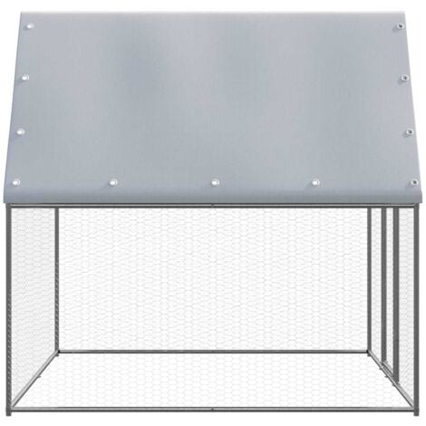 vidaXL Gabbia per Polli Argento e Grigio 2x2x2 m in Acciaio Zincato
