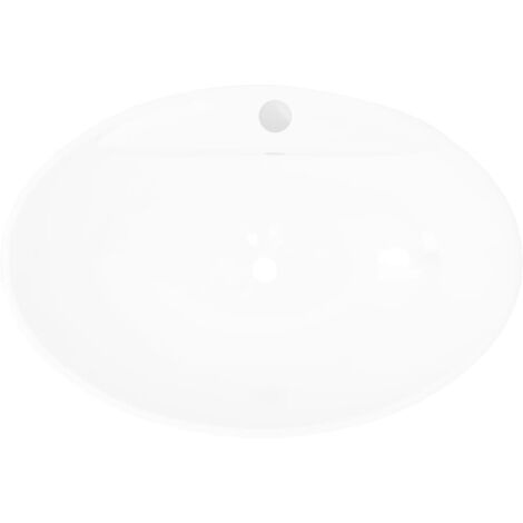 vidaXL Lavabo Ceramica Lusso Ovale Foro di Scarico e Foro Rubinetto